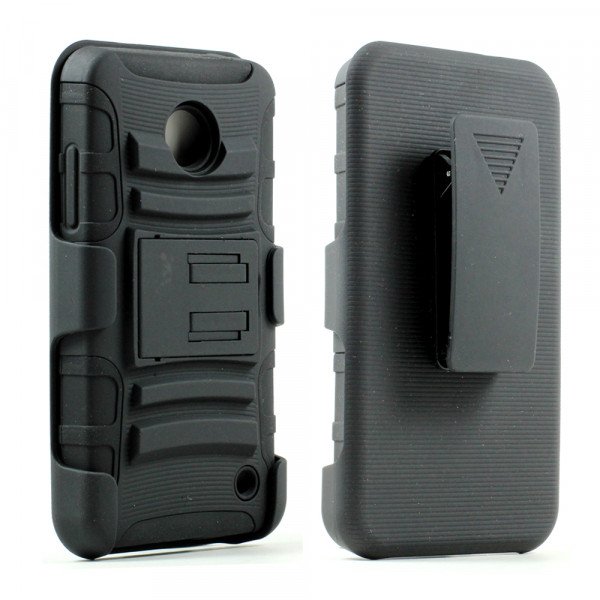 Wholesale Nokia Lumia 635 Armor Shell Holster Combo Case (Black)